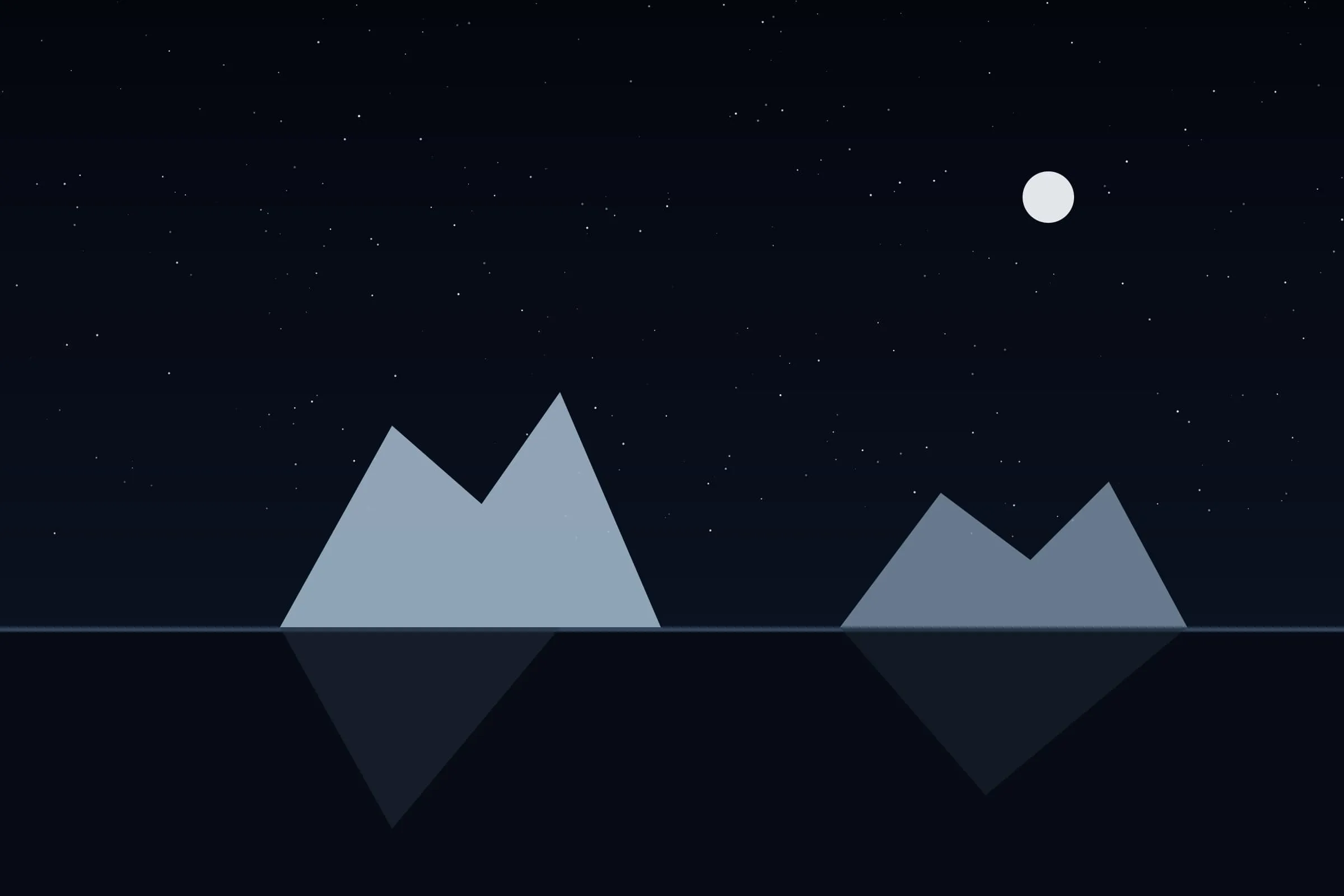 Grounded icebergs under a winter moon.