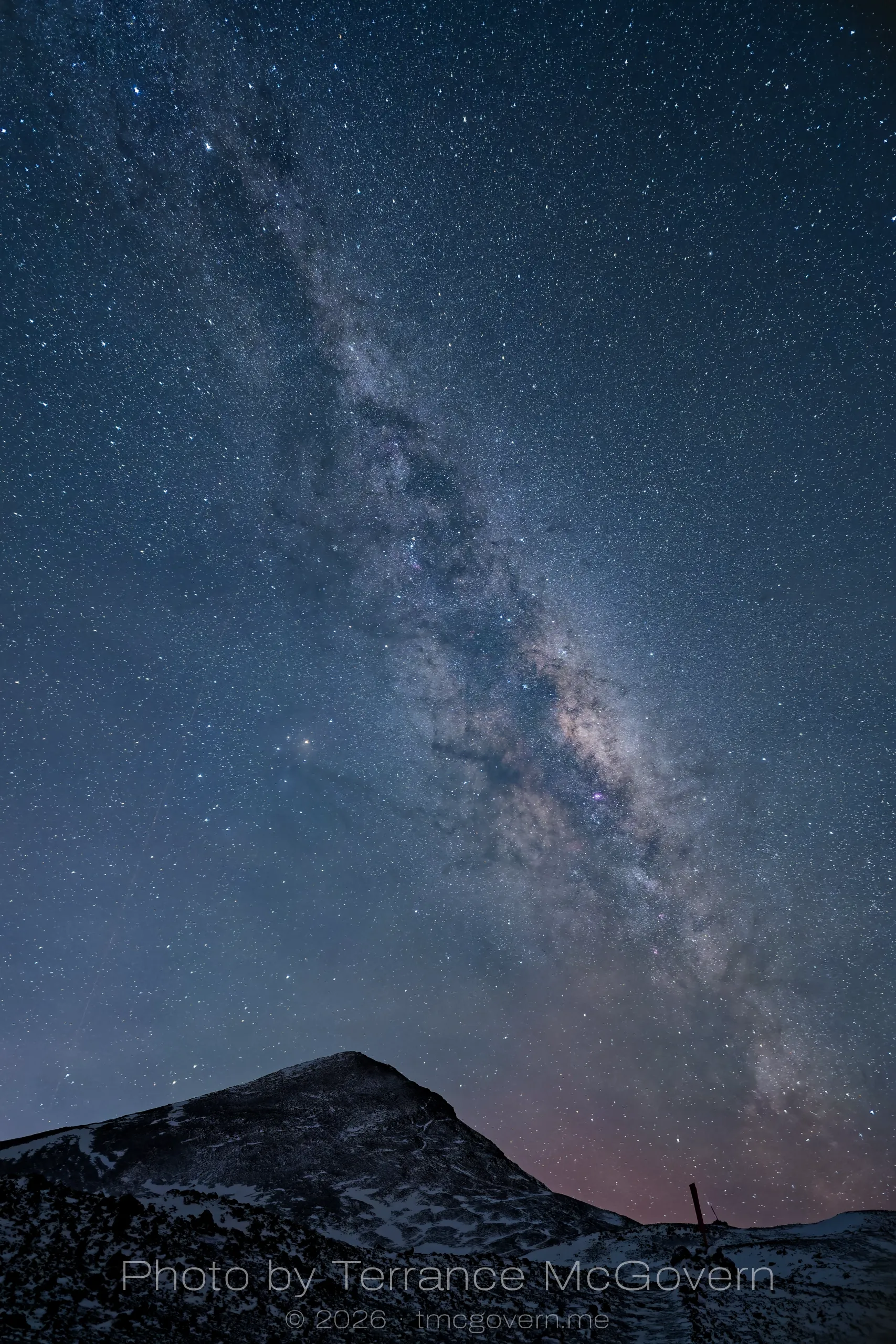 The backside of Observation Hill under the Milky Way