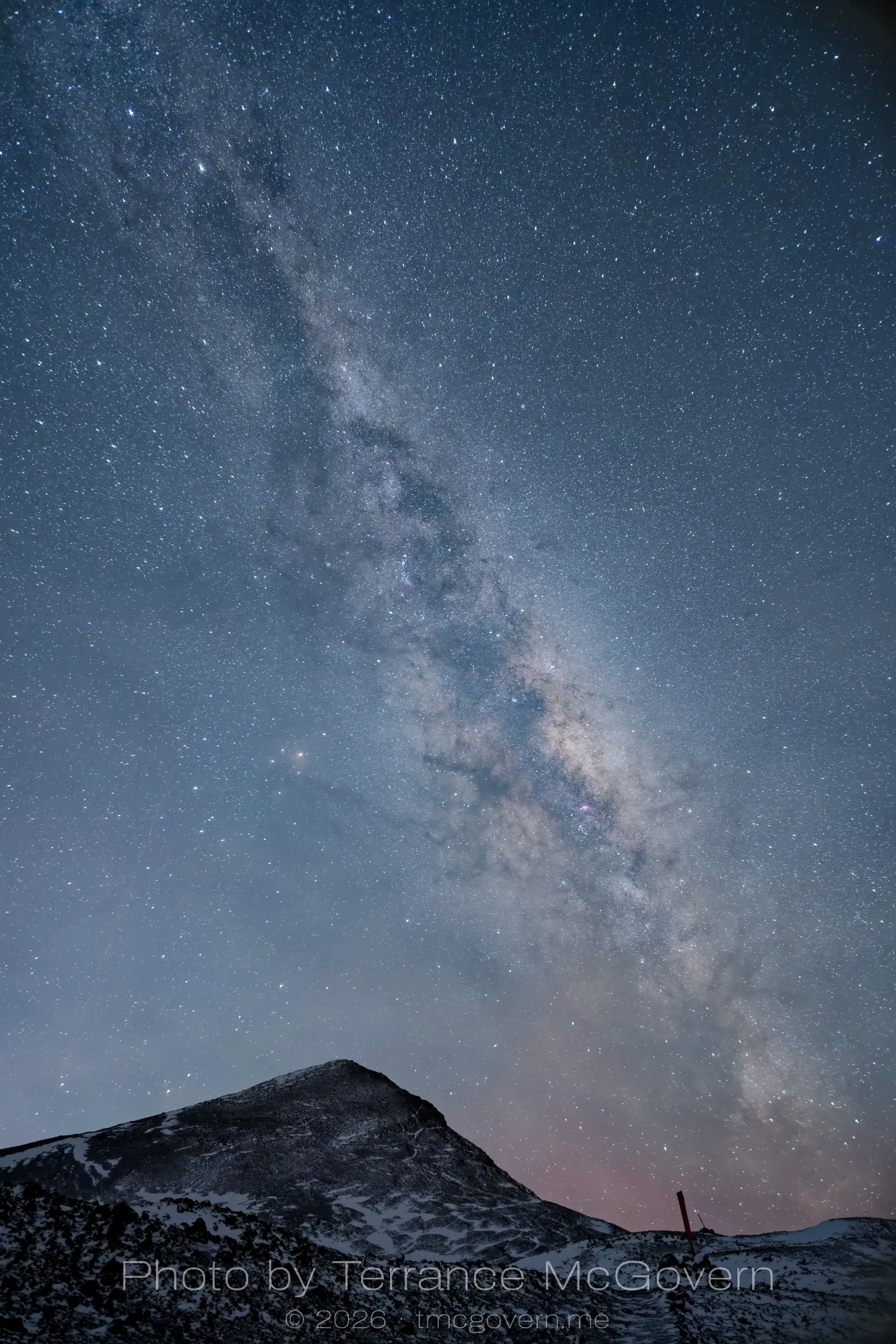 The backside of Observation Hill under the Milky Way
