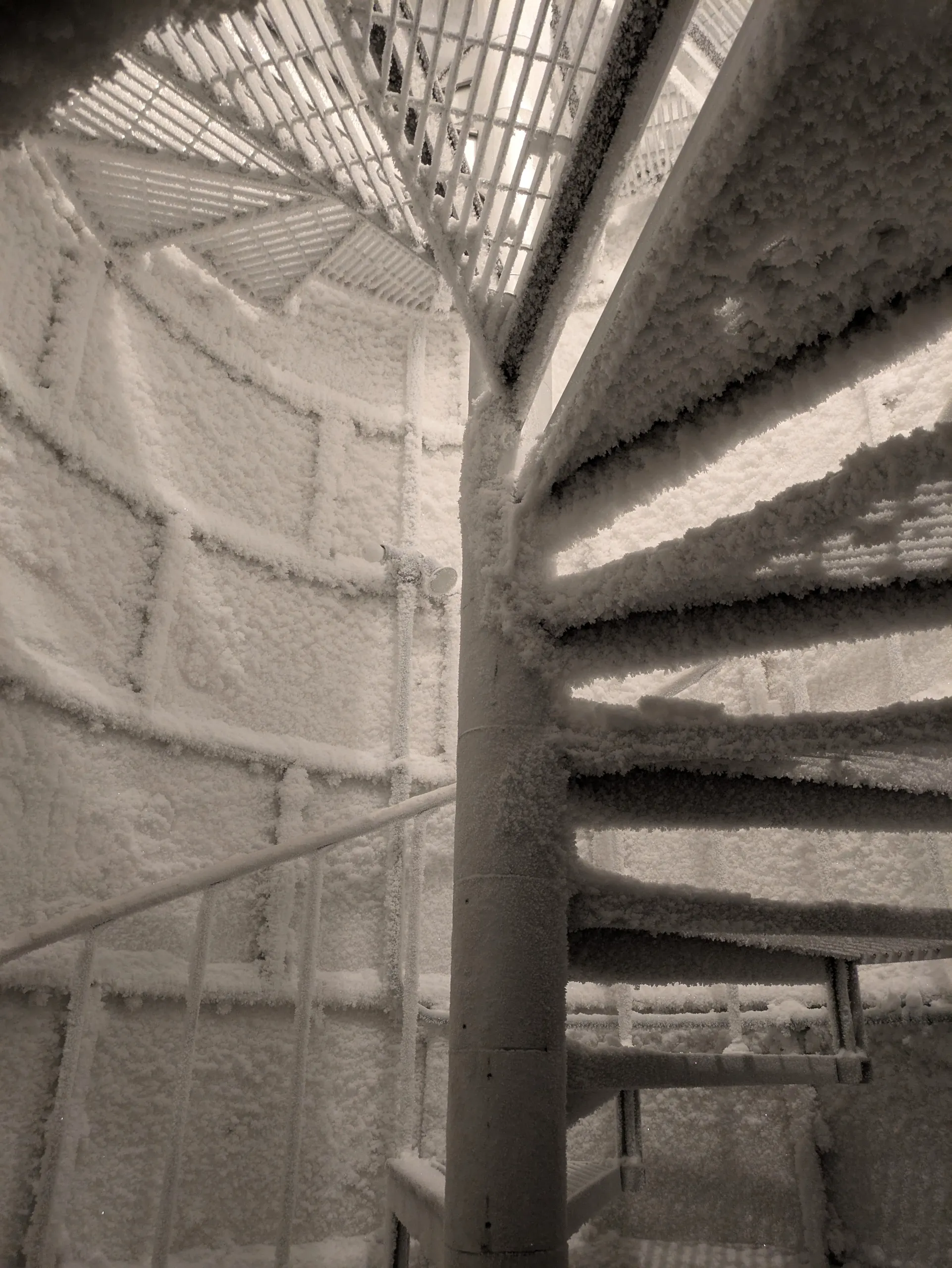 Frosted stairway.