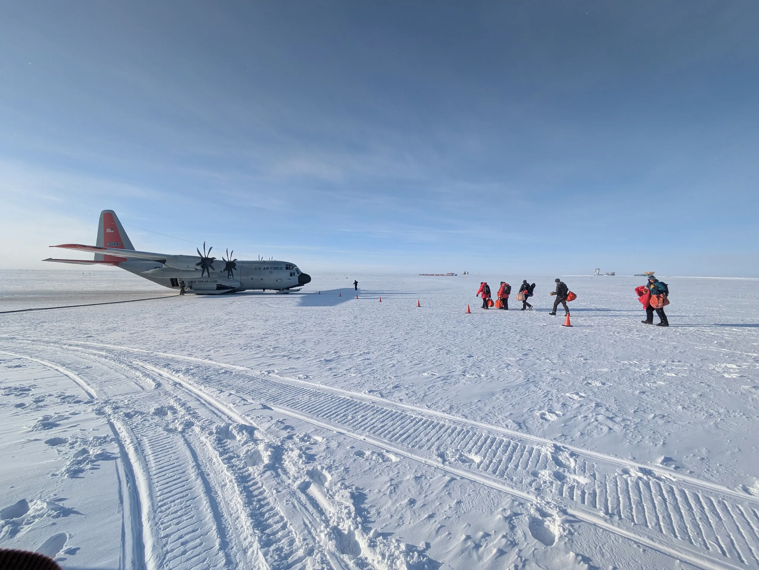 The last LC-130 taking the last of the summer personnel back to McMurdo. The station is closed for winter, and we will watch "The Thing" as is tradition.