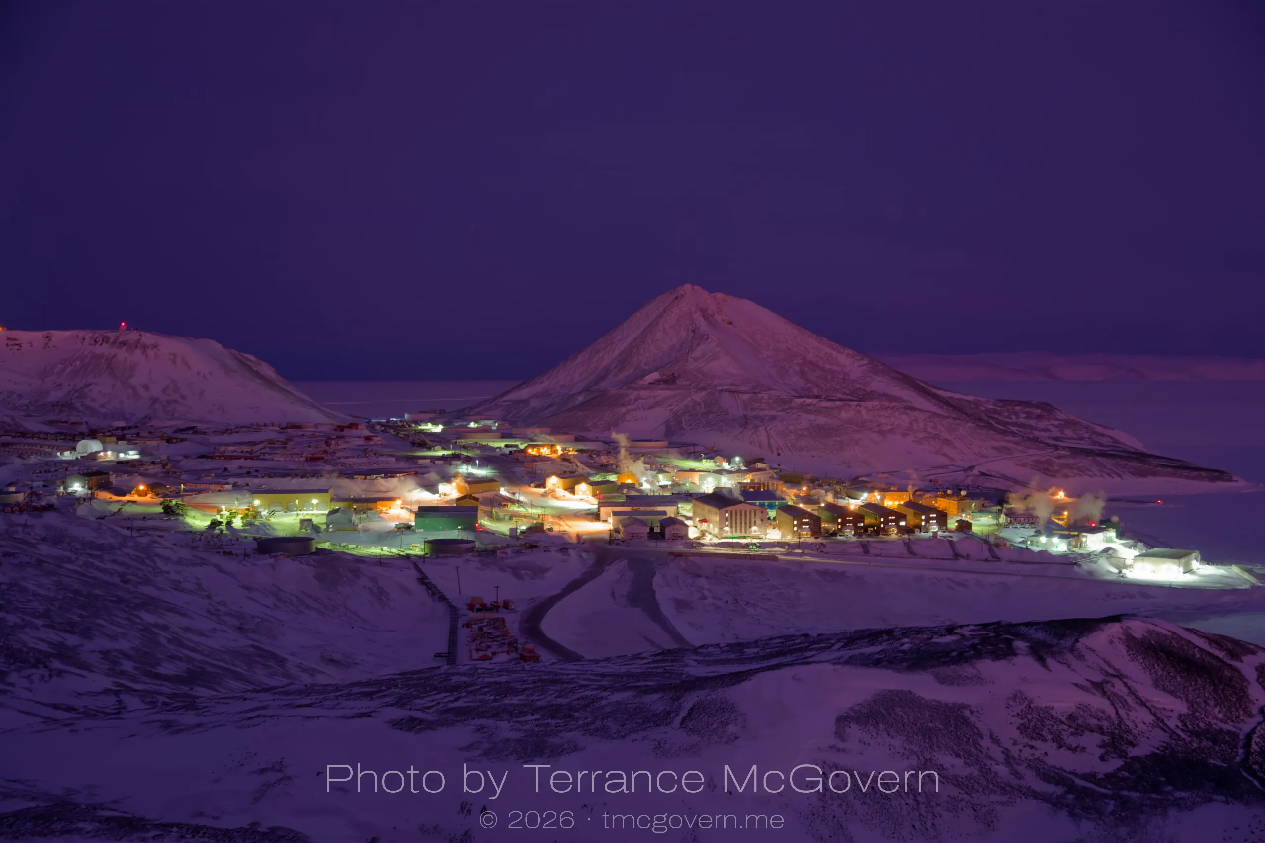 McMurdo and Ob hill in twilight a week before sunrise