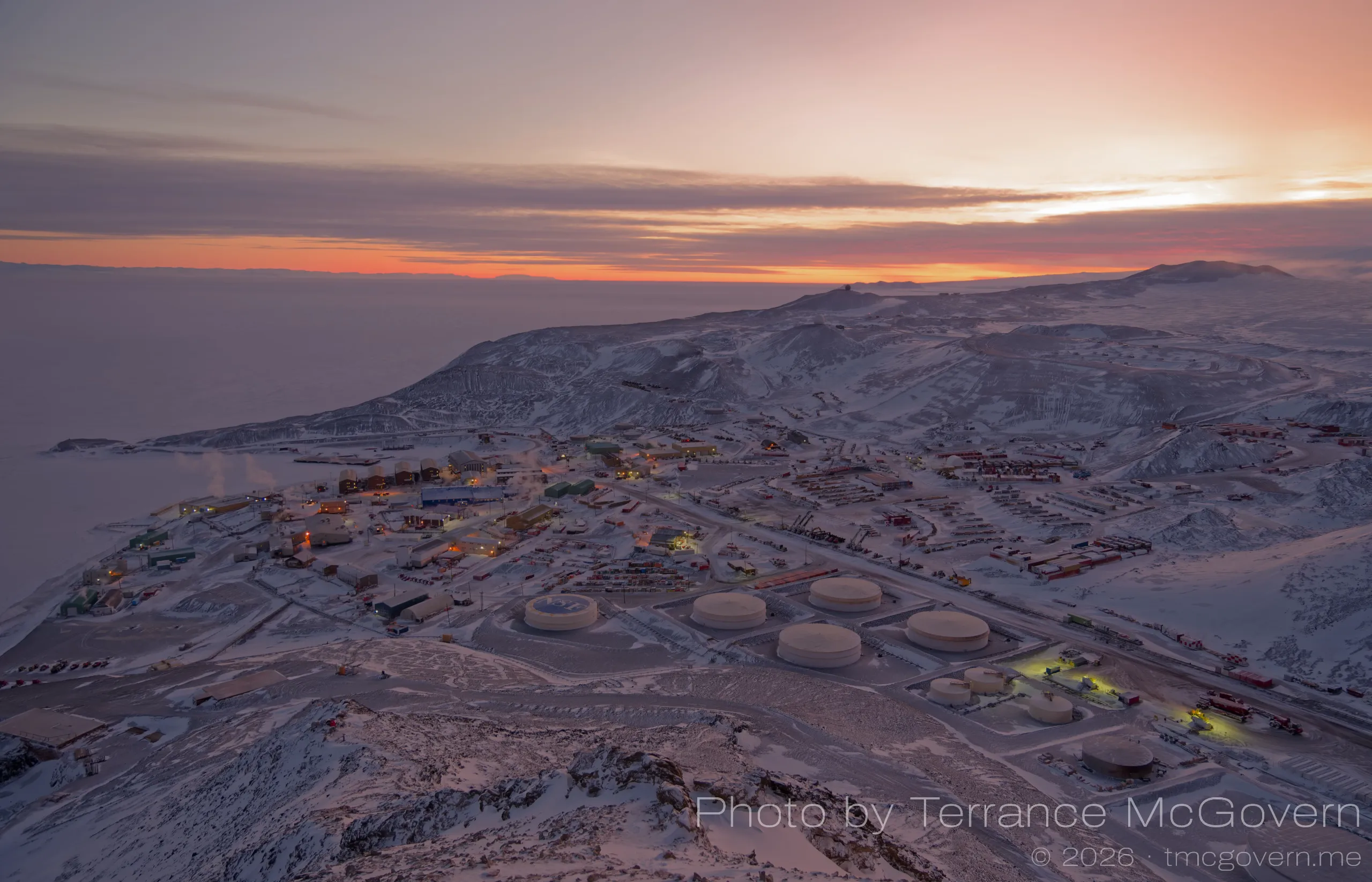 McMurdo in the brightest part of the day a week before sunrise