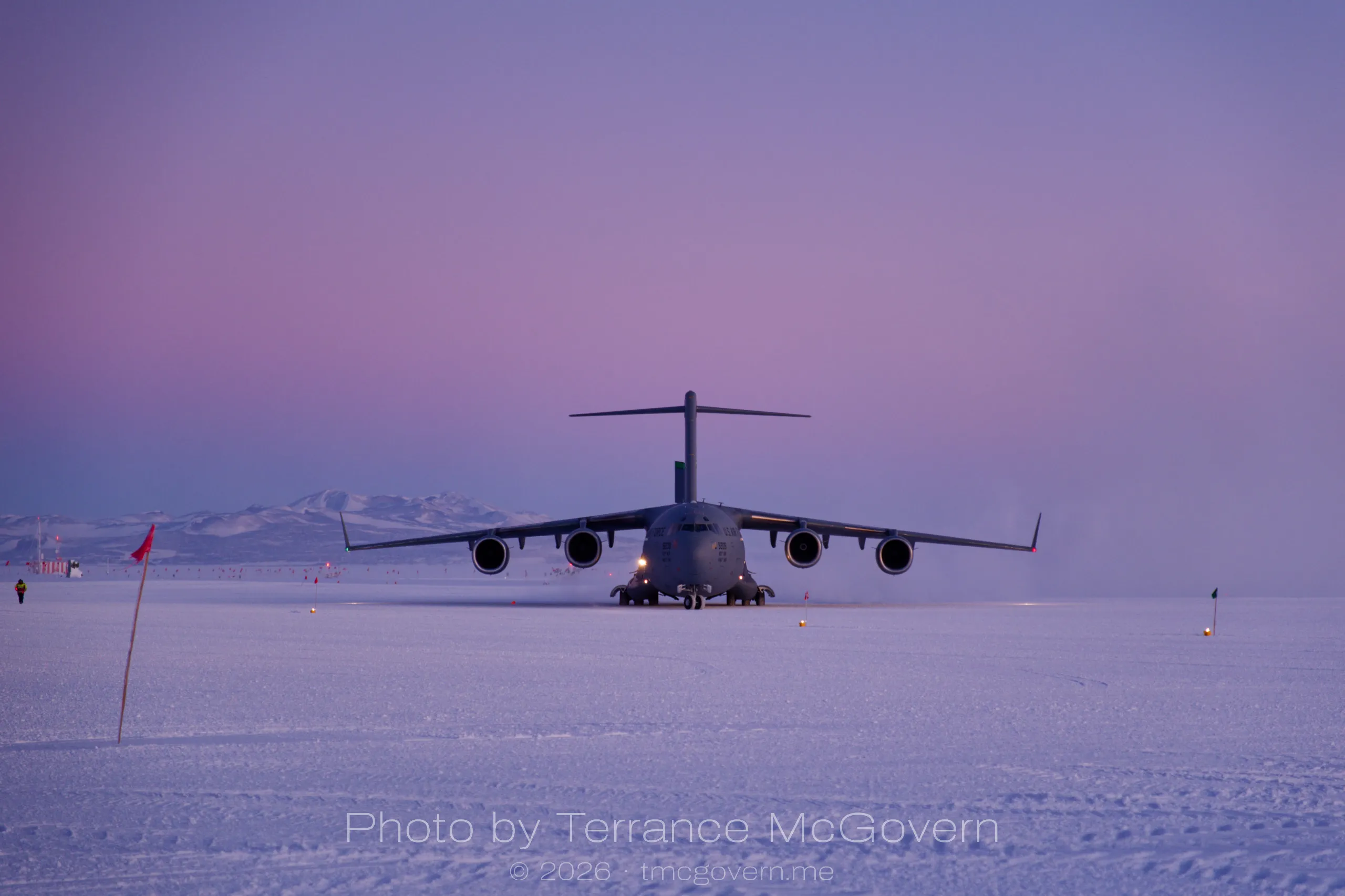 The first "WINFLY" (winter flyover) flight, preparing to take home some of the winter crew